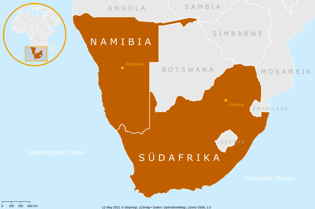 Namibia Südafrika Rundreise Karte